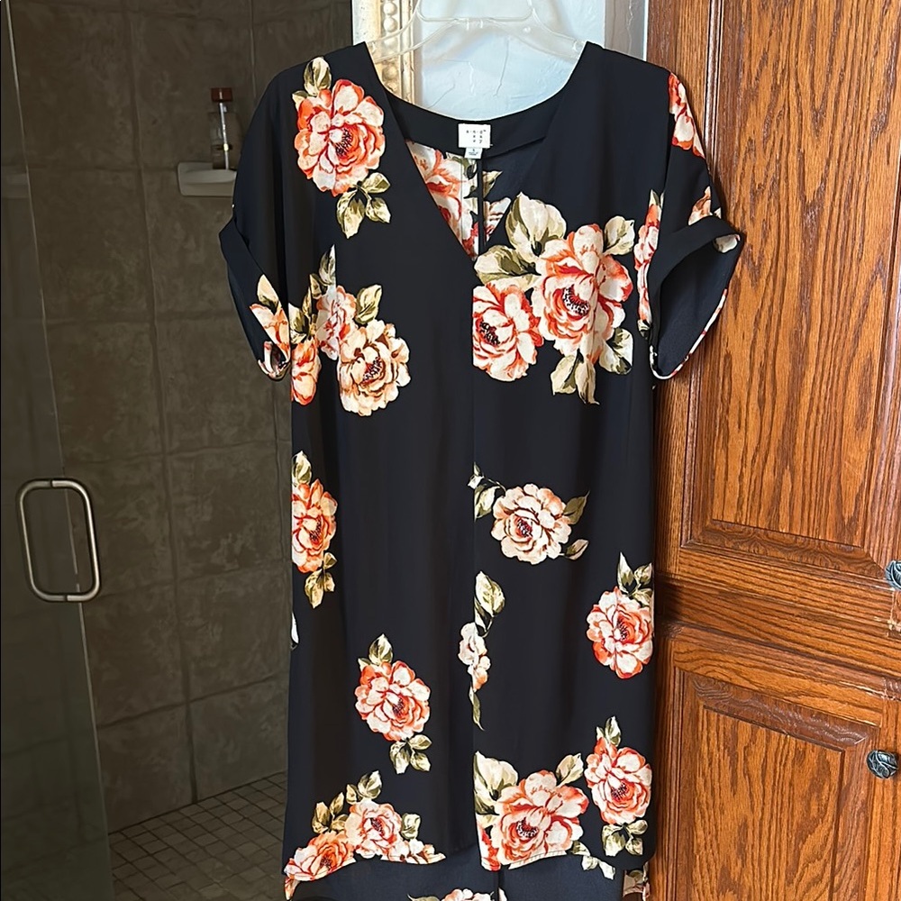 a new day Black Floral High Low Dress